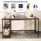 Costway 55'' Computer Desk Office Study Table Workstation Home w/ Adjustable Shelf Black/Coffee/Brown